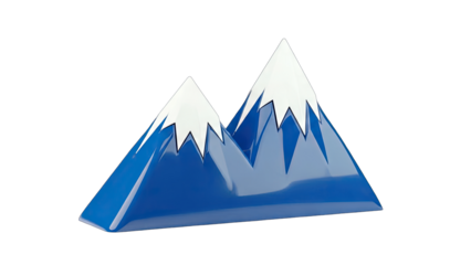 Blue Mountain Peaks on White Background