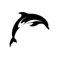 Black Dolphin Vector Silhouette Design