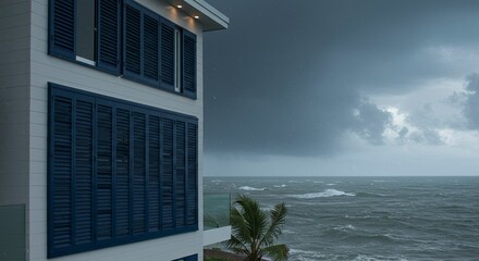 Stormy Seas and Coastal Home During Hurricane