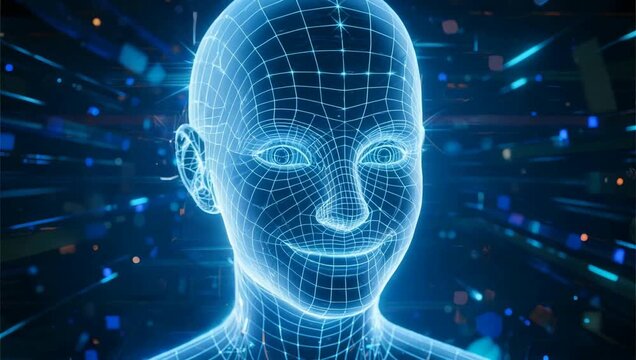Digital wireframe human face