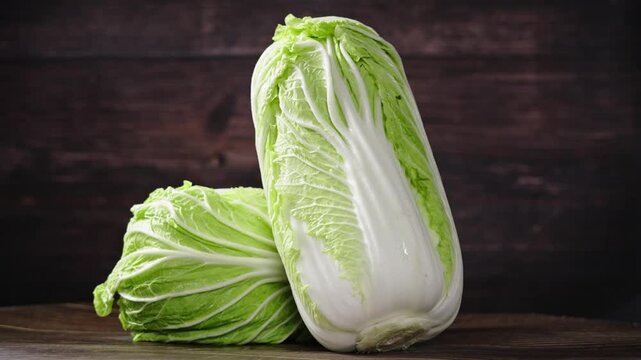 fresh chinese cabbage on wood table.