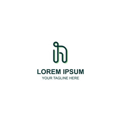 Simple Minimalist Letter H Monoline Logo Design Icon Template with Creative Illustration