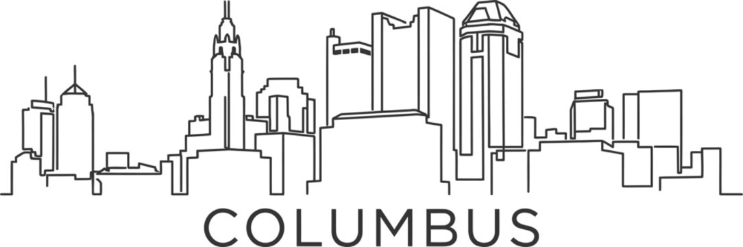 Columbus Ohio City Skyline Minimalist Line Vector