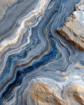Ash-grey marble surface with storm-cloud swirls and subtle blue undertones in satin finish