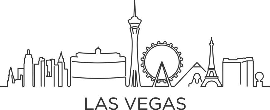Las Vegas continuous line drawing cityscape vector illustration