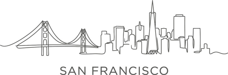 San Francisco city skyline continuous line drawing vector illustration