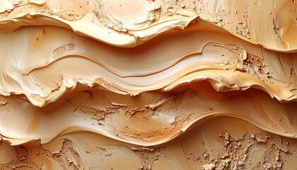 Close-up of beige textured layers with wavy patterns and rough edges.