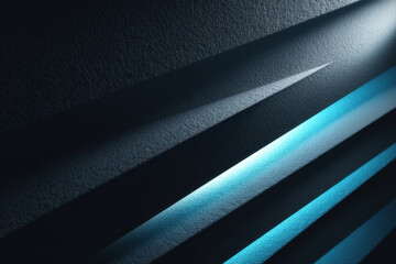 Diagonal stacked rectangles with glowing cyan edges on deep navy background