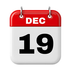 19 December Calendar Date 3D