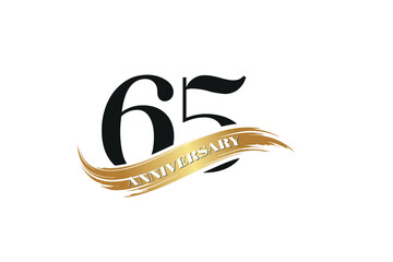 Luxury 65th Anniversary Celebration Logo with Golden Ribbon for Premium Event Branding
