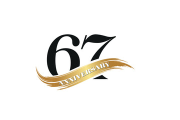 Luxury 67th Anniversary Celebration Logo with Golden Ribbon for Premium Event Branding