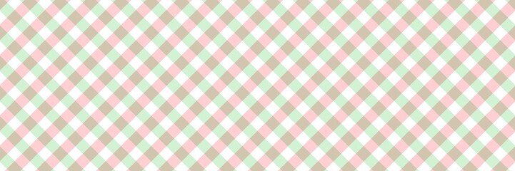 Fototapeta premium Small pastel gingham border pattern in pink and green tones, perfect for trims, banners, textile edges, digital frames, and subtle decorative accents.