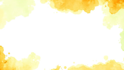 Abstract watercolor border in warm yellow and orange tones with copy space