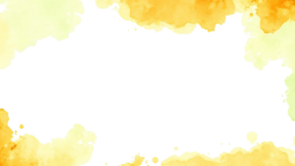 Abstract watercolor border in warm yellow and orange tones with copy space