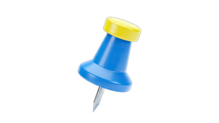 Blue Push Pin Isolated on White Background