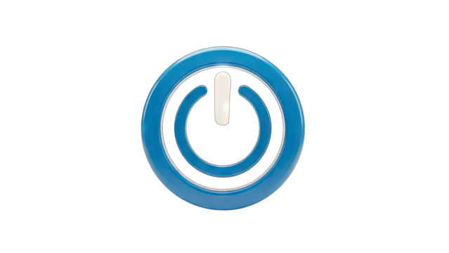 Blue Power Button Icon on White Background - Powered by Adobe