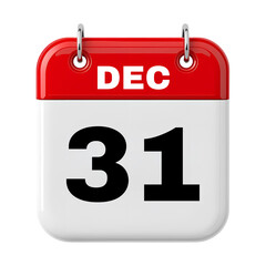 31 December Calendar Date 3D