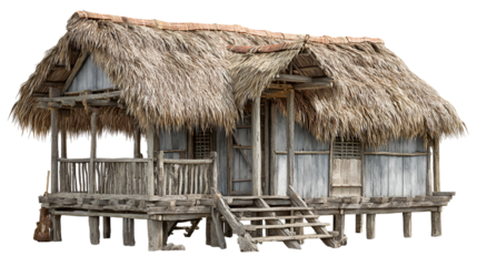 straw hut on white background