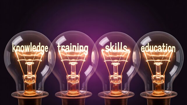 Knowledge training skills education concept with light bulbs
