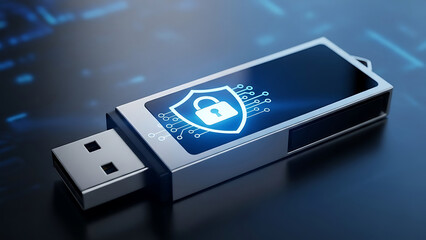 Secure data storage on a usb drive with lock icon