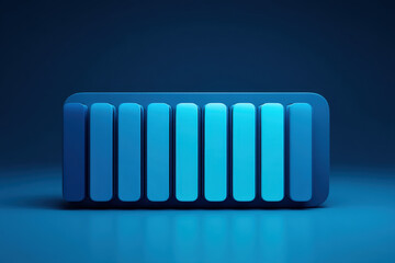 Minimalist weekly calendar with seven neon cyan rectangles on navy gradient background