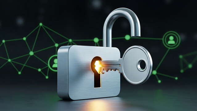 Unlocking security with key and padlock - Powered by Adobe