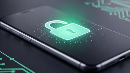 Secure mobile device with lock icon on screen