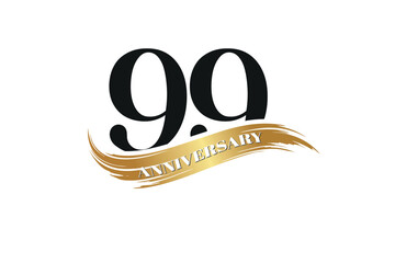 Obraz premium Luxury 99th Anniversary Celebration Logo with Golden Ribbon for Premium Event Branding