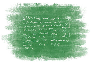 Mathematics Formulas on Green Chalkboard Background