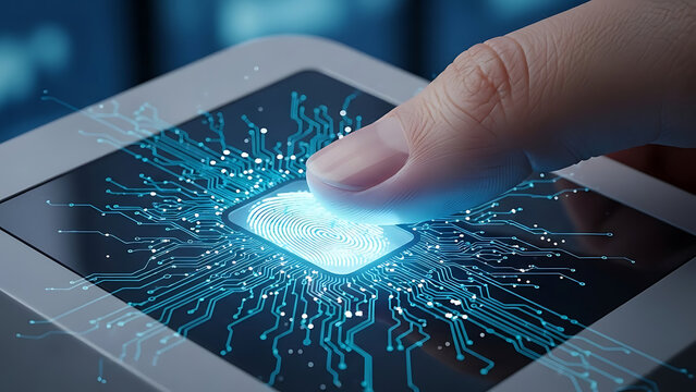 Fingerprint scanning on digital device for secure authentication - Powered by Adobe