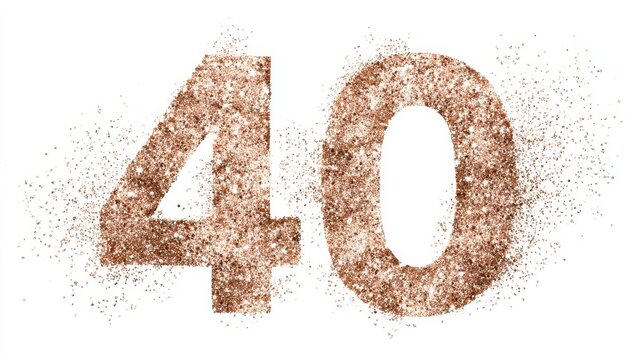 High quality photo of Shiny gold glitter number 40 isolated on white background