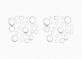 Realistic Water Drop Background with Transparent Droplets, Moisture Condensation, Splash Texture, Dew and Raindrop Effect for Clean Liquid Design