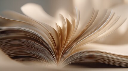 Soft focused open book pages in warm light symbolizing reading habit, study and new chapter of the year
