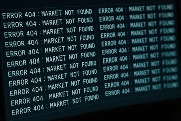 Fototapeta premium Error 404 market not found message on computer screen in digital context