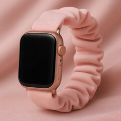 Pastel Smartwatch Scrunchie Band on Matching Fabric &ndash; Minimal Fashion Tech Accessory