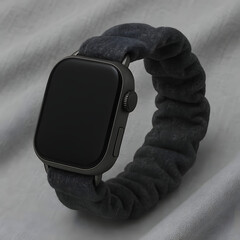 Premium Smartwatch Scrunchie Band on Neutral Fabric &ndash; E-Commerce Hero Image