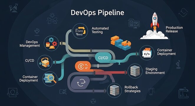 Dev Ops Pipeline Workflow Diagram with Icons devops