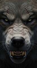Furious Alpha Werewolf Close-Up Portrait