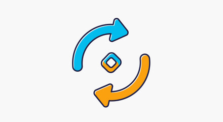 Symbolic Circular Arrows Illustration with Geometric Center for Recycle or Loop Concepts