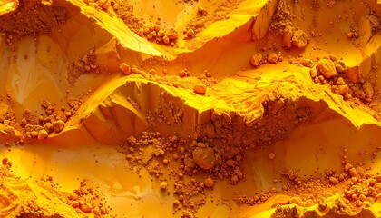 Seamless abstract background showcasing a vivid golden yellow granular surface with intricate textures and natural undulations, ideal for design elements