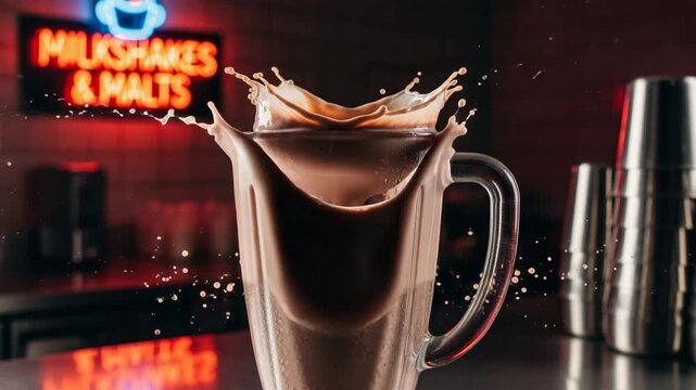 Milkshake madness with ice cream splashing into chocolatey goodness
