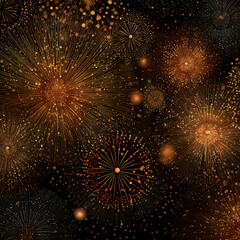 Fototapeta premium golden fireworks vector for new year