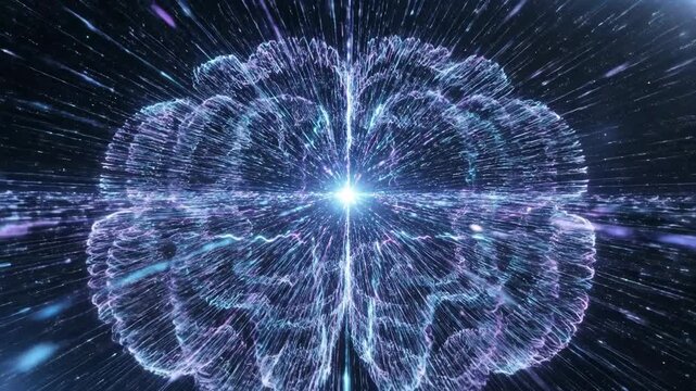 An abstract visualization of interconnected neural pathways within a luminous digital brain, representing thought and consciousness.