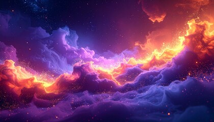 Celestial Swirls An Ethereal Abstract Galaxy Nebula with Fiery Hues