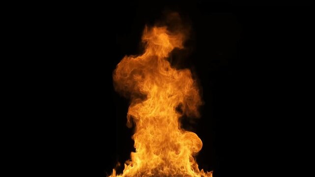 Fiery Flames Dance Against a Stark Black Background.