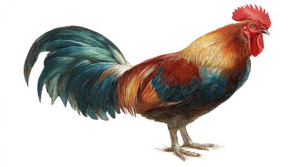 Fototapeta premium French rooster. Isolated rooster on white background 