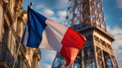 French national flag stock photo Bastille Day, France, Eiffel Tower - Paris, Paris - France, National Holiday