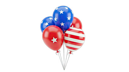 Balloons with Stars and Stripes Floating on White © Cici