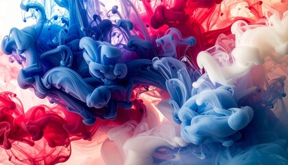 Abstract ink and paint swirls in water, a vibrant and dynamic composition