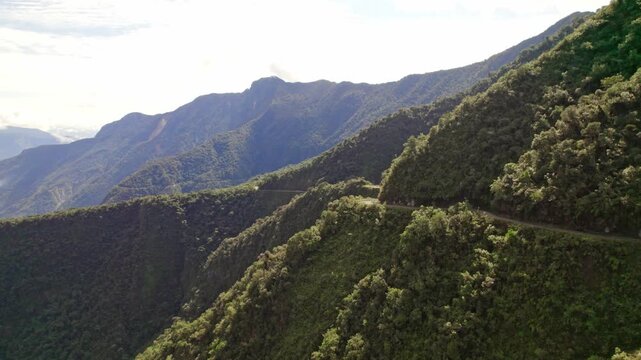 The notorious North Yungas Road in Bolivia, dubbed the "World's Most Dangerous Road".